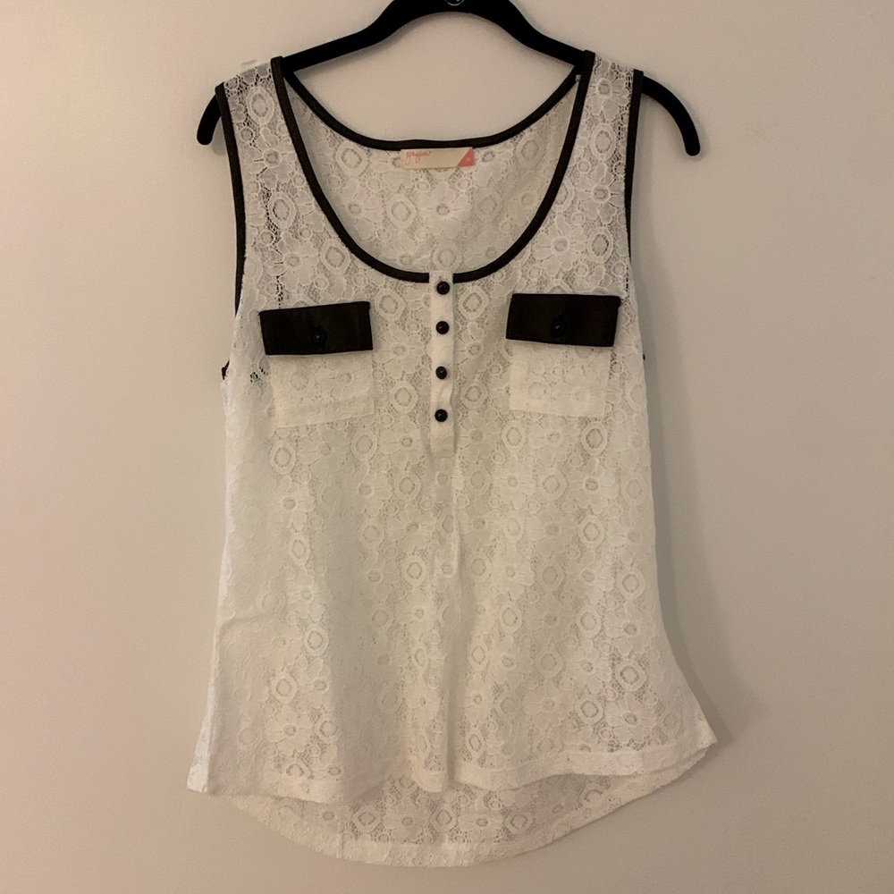White and Black Laced Top